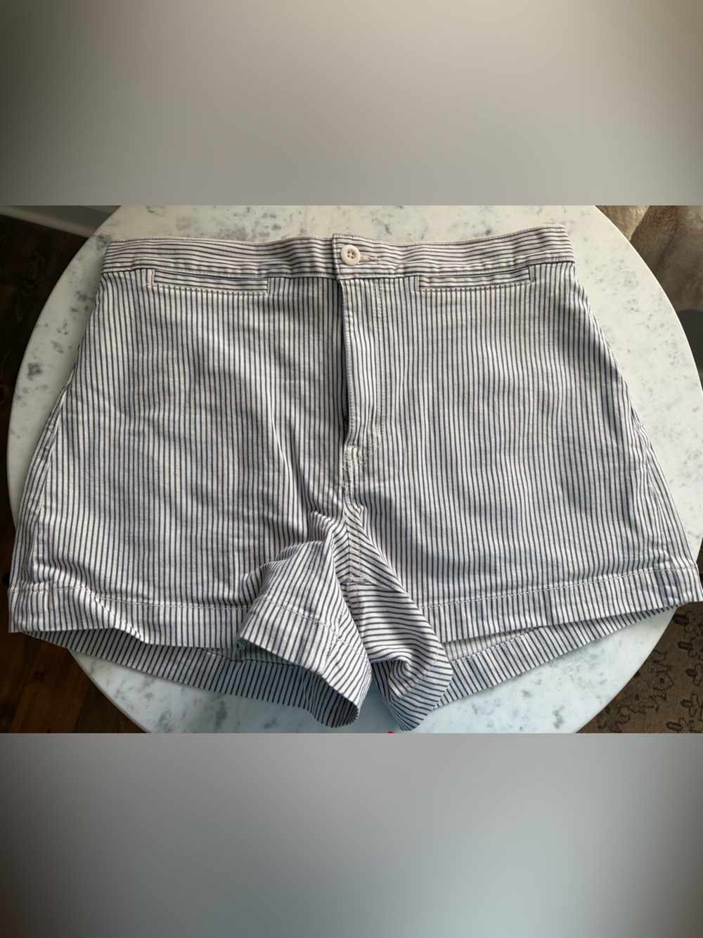 Madewell Blue and White Striped Cotton Shorts